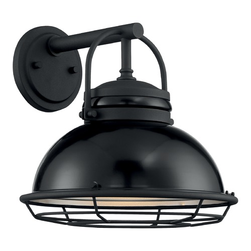 Upton Gloss Black & Silver Outdoor Wall Light by Satco Lighting