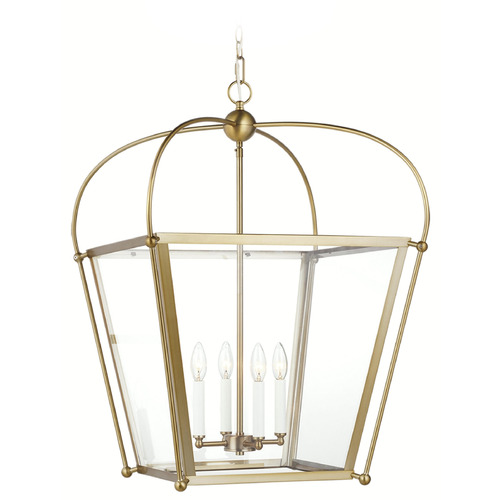 Visual Comfort Studio Collection Charleston Satin Brass Pendant Light with Square Shade