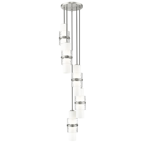 Z-Lite Cayden Brushed Nickel Multi-Light Pendant with Cylindrical Shade