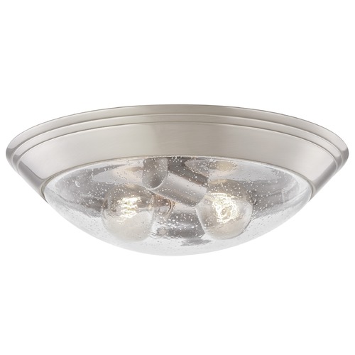14-Inch Industrial Seeded Glass Flush-Mount in Satin Nickel