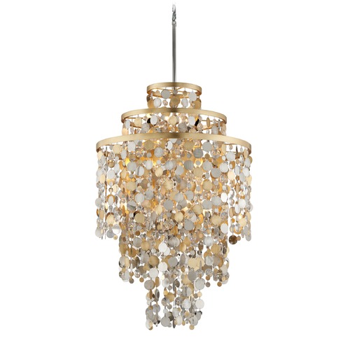 Ambrosia Gold and Silver Leaf Pendant by Corbett Lighting