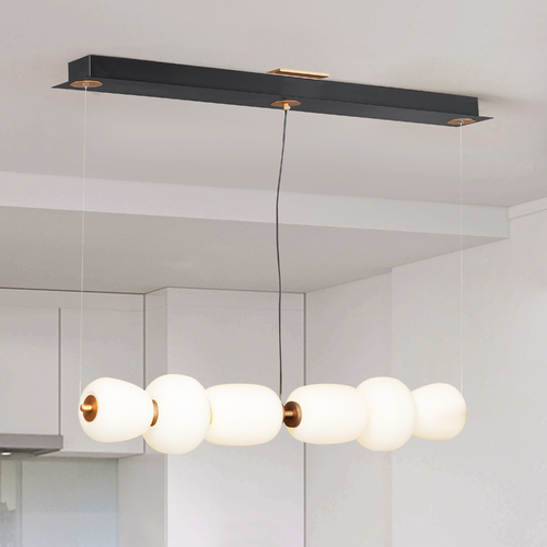 Soji 40-Inch LED Linear Pendant in Black & Gold by ET2 Lighting