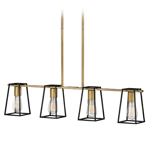 Hinkley Filmore 4-Light Linear Chandelier in Brass & Black by Hinkley Lighting 35165HB