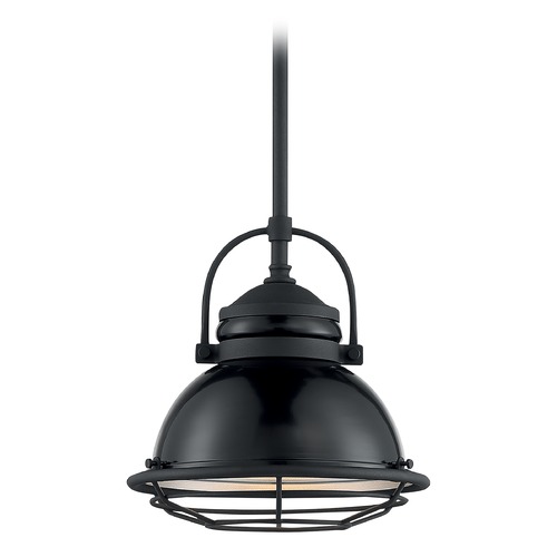 Upton Gloss Black & Silver Outdoor Hanging Light by Satco Lighting