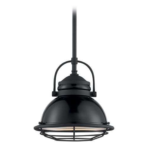 Satco Lighting Upton Gloss Black & Silver Outdoor Hanging Light by Satco Lighting 60/7063