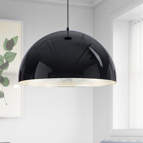 Hemisphere 24-Inch LED Pendant in Gloss Black & Aluminum by ET2 Lighting
