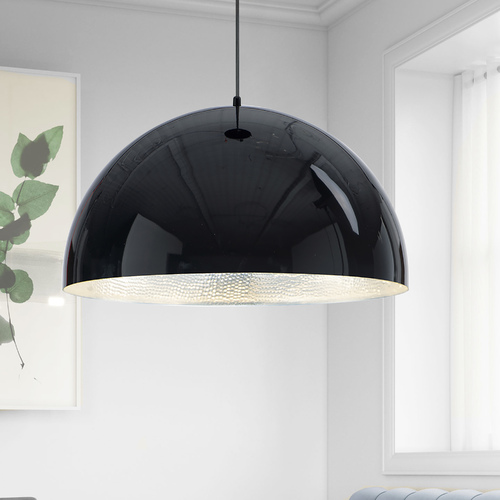 ET2 Lighting Hemisphere 24-Inch LED Pendant in Gloss Black & Aluminum by ET2 Lighting E24904-GBAL