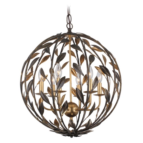 Crystorama Lighting Broche English Bronze / Antique Gold Pendant Light