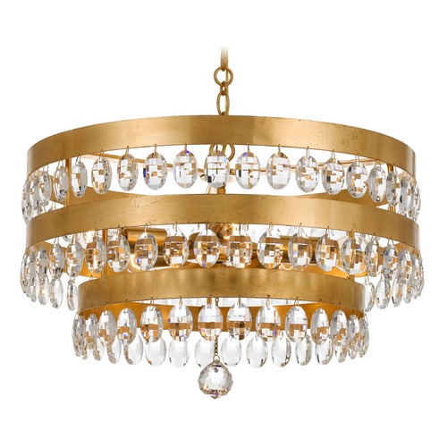 Crystorama Lighting Perla Antique Gold Pendant Light