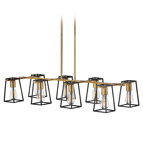 Hinkley Filmore 8-Light Linear Chandelier in Brass & Black by Hinkley Lighting 35168HB