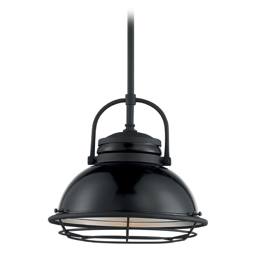 Upton Gloss Black & Silver Outdoor Hanging Light by Satco Lighting