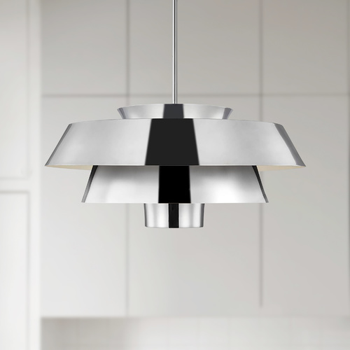 Visual Comfort Studio Collection ED Ellen-DeGeneres Brisbin Polished Nickel Pendant by Visual Comfort Studio EP1081PN