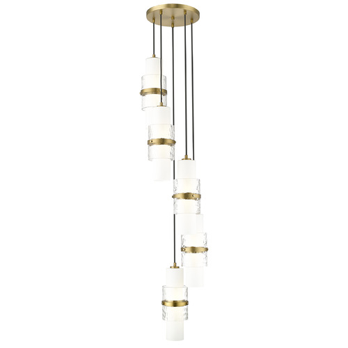 Z-Lite Cayden Modern Gold Multi-Light Pendant with Cylindrical Shade