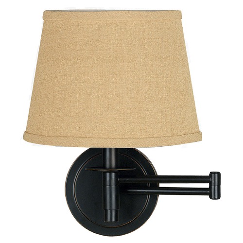 Kenroy Home Lighting Swing Arm Lamp with Beige / Cream Shade in Oil Rubbed Bronze Finish 21011ORB
