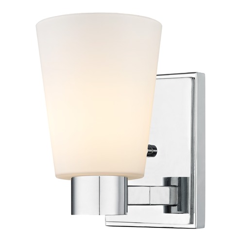 Design Classics Lighting Satin White Glass Sconce Chrome 2101-26 GL1055