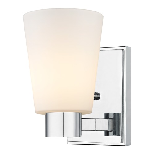 Satin White Glass Sconce Chrome