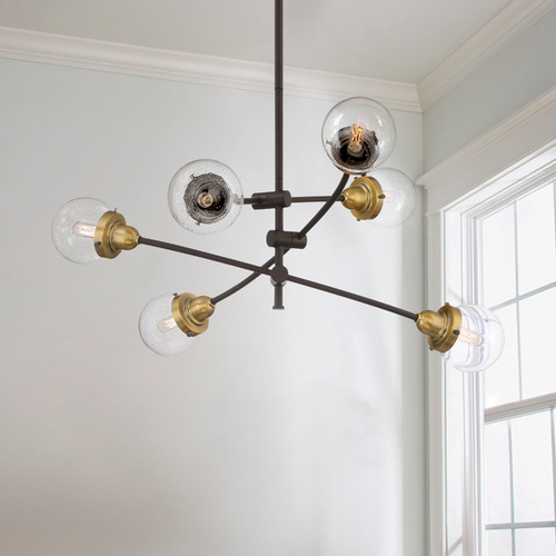 Quoizel Lighting Seeded Glass Chandelier Bronze Trance by Quoizel Lighting TNC5006WT