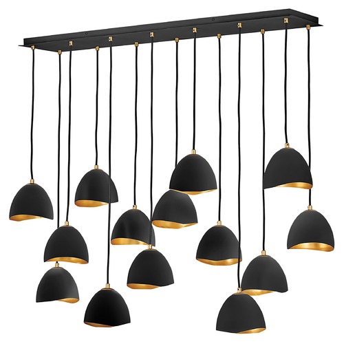 Nula 14-Light Linear Chandelier in Shell Black by Hinkley Lighting