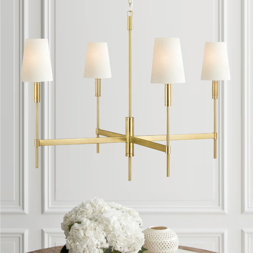 Thomas OBrien 36-Inch Beckham Classic Burnished Brass Chandelier by Visual Comfort Studio