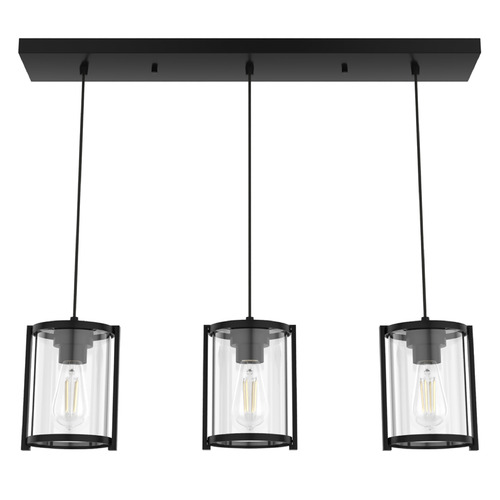 Hunter Fan Company Astwood Matte Black Multi-Light Pendant with Cylindrical Shade