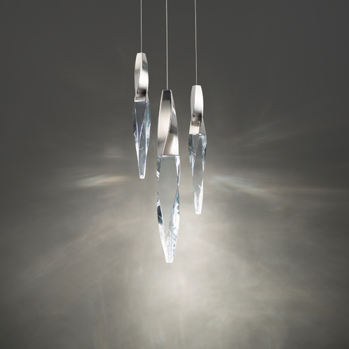 Kindjal LED 3-Light Pendant in Polished Nickel by Schonbek Beyond