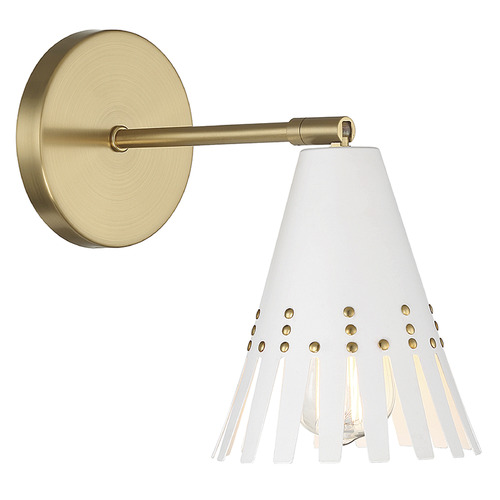 Meridian 9-Inch Fringe Wall Sconce in White & Natural Brass by Meridian M90103WHNB