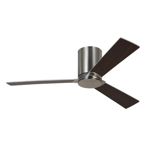 Visual Comfort Fan Collection Visual Comfort Fan Collection Rozzen 44 Hugger Brushed Steel Ceiling Fan Without Light 3RZHR44BS
