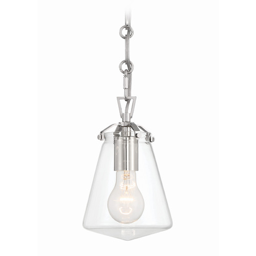 Crystorama Lighting Voss Polished Nickel Mini-Pendant Light with Conical Shade