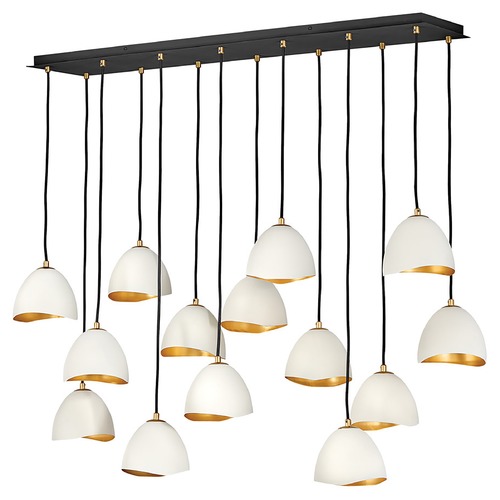 Nula 14-Light Linear Chandelier in Shell White by Hinkley Lighting