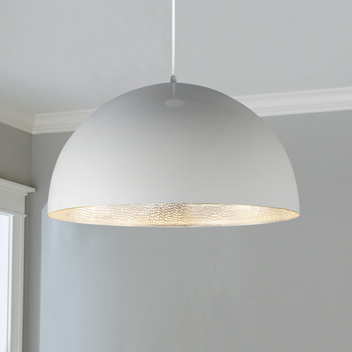 Hemisphere 24-Inch LED Pendant in Gloss White & Aluminum by ET2 Lighting