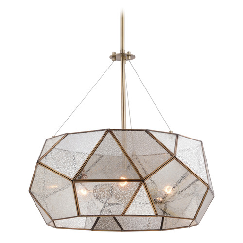 Vaxcel Lighting Euclid Aged Brass Pendant Light with Drum Shade