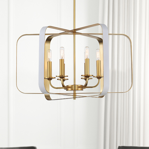 Aureum Matte White with Honey Gold Pendant by Minka Lavery