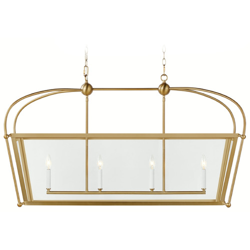 Visual Comfort Studio Collection Charleston Satin Brass Island Light with Rectangle Shade