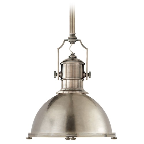 Visual Comfort Signature Collection E.F. Chapman Country Industrial Pendant in Nickel by Visual Comfort Signature CHC5136ANAN