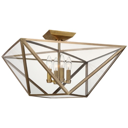 Visual Comfort Signature Collection Julie Neill Lorino Large Semi-Flush in Brass by Visual Comfort Signature JN4240HABCG