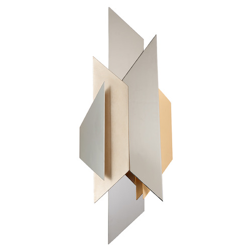 Corbett Lighting Modernist Polished Stainless, Silver, Gold Leaf Sconce