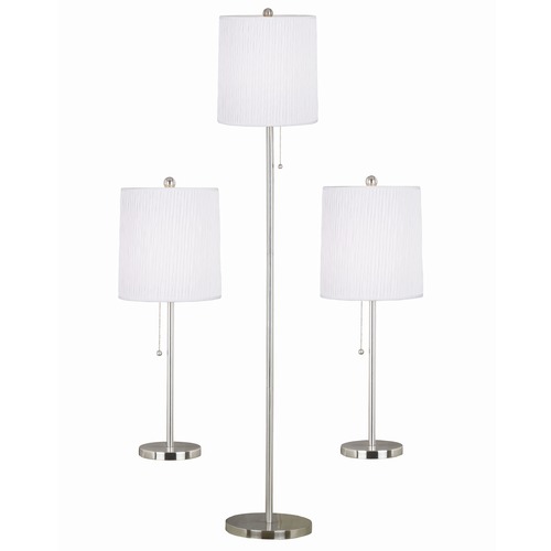 Kenroy Home Lighting Modern Table and Floor Lamp Sets in Brushed Steel Finish 21016BS