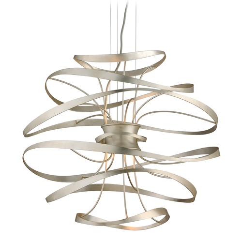 Corbett Lighting Calligraphy Silver Leaf and Polished Stainless Accents LED Pendant Light