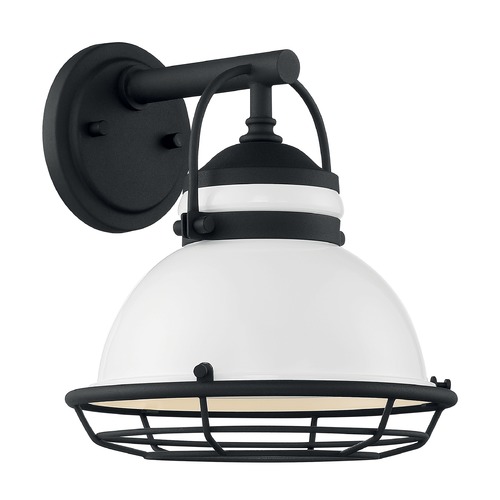 Satco Lighting Upton Gloss White & Textured Black Outdoor Wall Light by Satco Lighting 60/7081