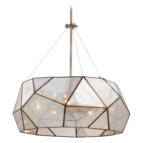 Vaxcel Lighting Euclid Aged Brass Pendant Light with Drum Shade