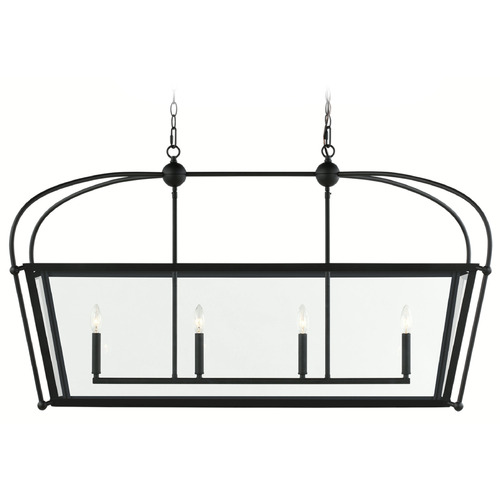 Visual Comfort Studio Collection Charleston Midnight Black Island Light with Rectangle Shade