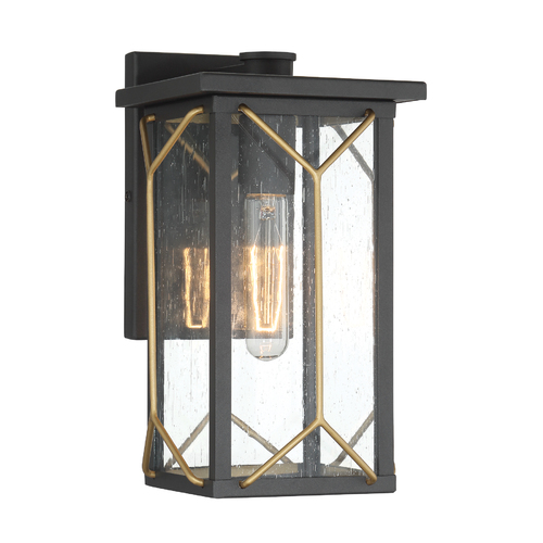 Hillside Manor 12-Inch Outdoor Wall Light in Coal & Gold by Minka
