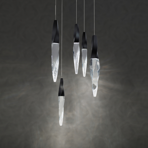 Kindjal LED 5-Light Pendant in Black by Schonbek Beyond
