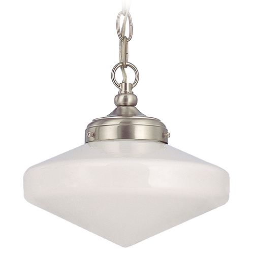 Design Classics Lighting 10-Inch Schoolhouse Mini-Pendant Light in Nickel Finish with Chain FA4-09 / GE10 / A-09