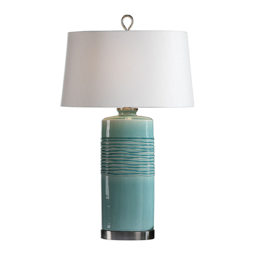 Uttermost Lighting The Uttermost Company Rila Distressed Teal & Brushed Nickel Table Lamp with Oval Shade 27569