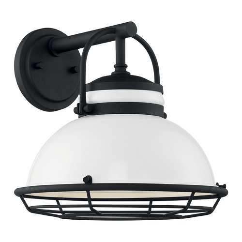 Satco Lighting Upton Gloss White & Textured Black Outdoor Wall Light by Satco Lighting 60/7082