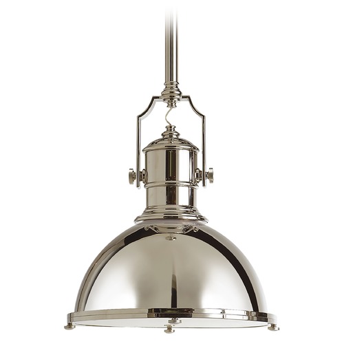 Visual Comfort Signature Collection E.F. Chapman Country Industrial Pendant in Nickel by Visual Comfort Signature CHC5136PNPN