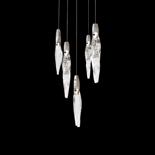 Kindjal LED 5-Light Pendant in Polished Nickel by Schonbek Beyond