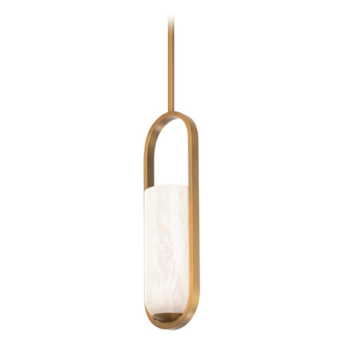Modern Forms by WAC Lighting Rollins 16-Inch Alabaster LED Pendant in Aged Brass by Modern Forms PD-26316-AB