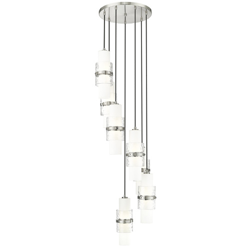 Z-Lite Cayden Brushed Nickel Multi-Light Pendant with Cylindrical Shade